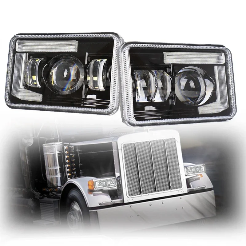 4x6 led headlight for Kenworth Accessories T800 T400 T600 W900 W900B W900L Classic 120 132 HK C500 Halo Lights Truck Parts