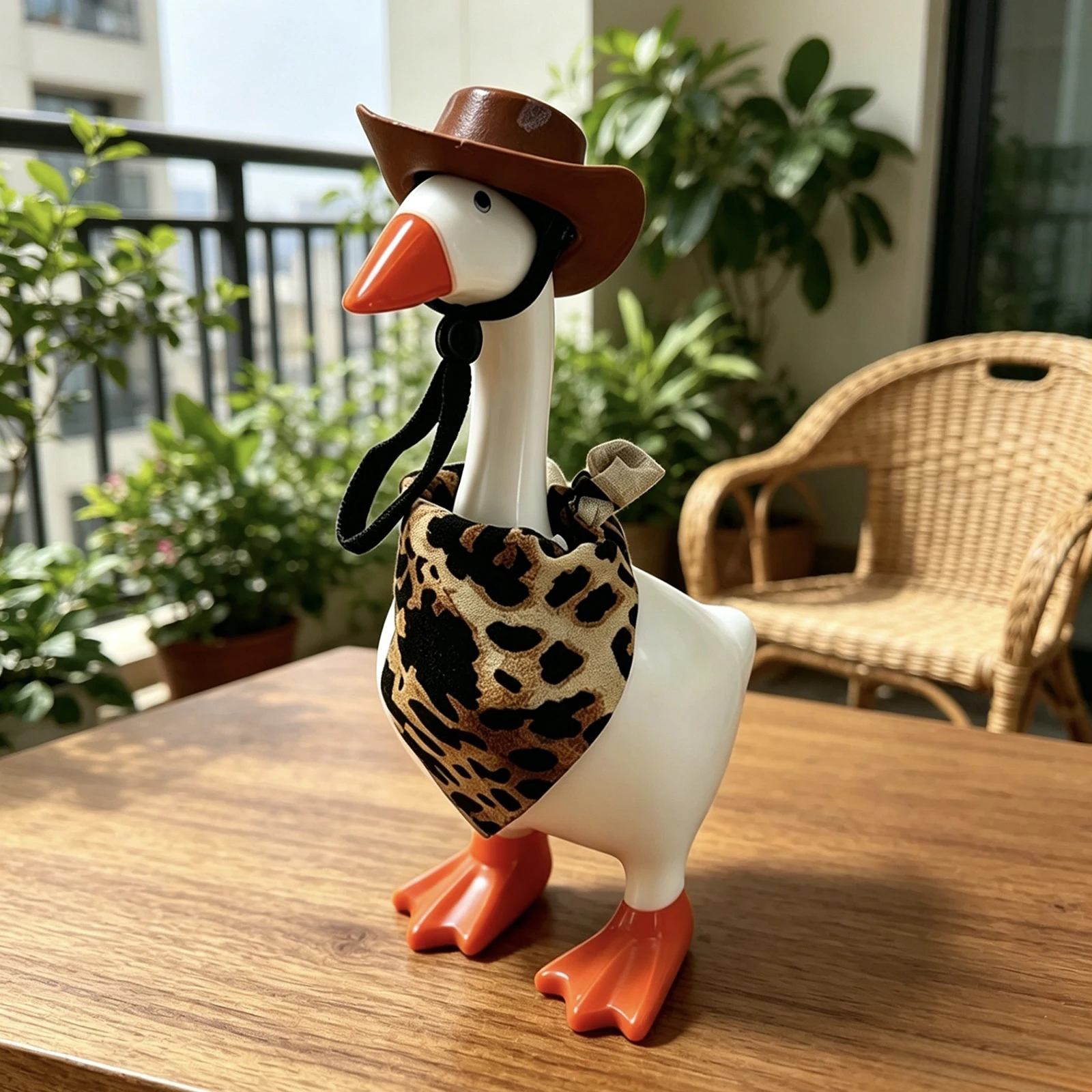 Western Desk Goose Outfits Sombrero de vaquero clásico con pañuelo bandana para estatua de ganso miniatura de 7 pulgadas, decoración para el hogar y la oficina
