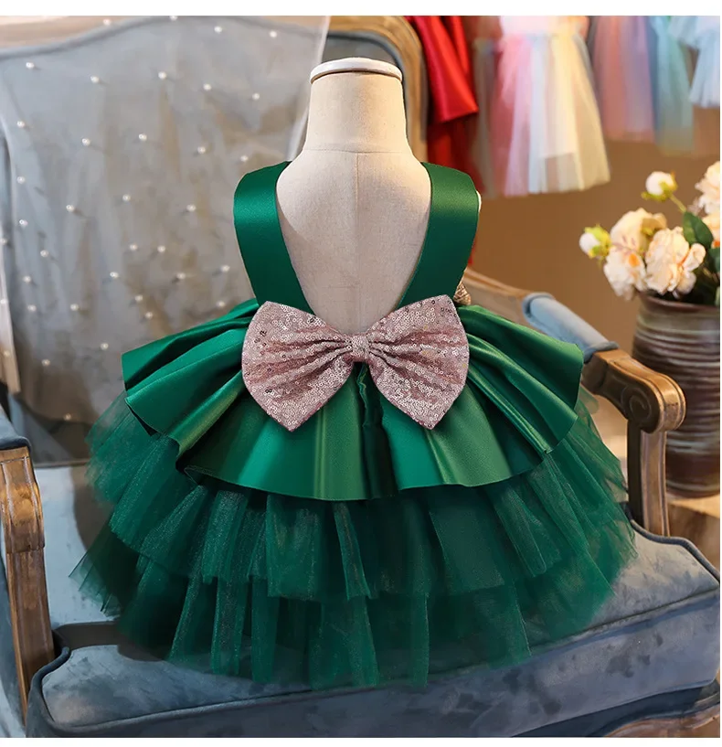 Kids Girls Dress for Birthday Party 1-5Y Baby Princess Dresses 2024 New Sleeveless Kids Clothes for Baby Girl Weddings Prom Gown