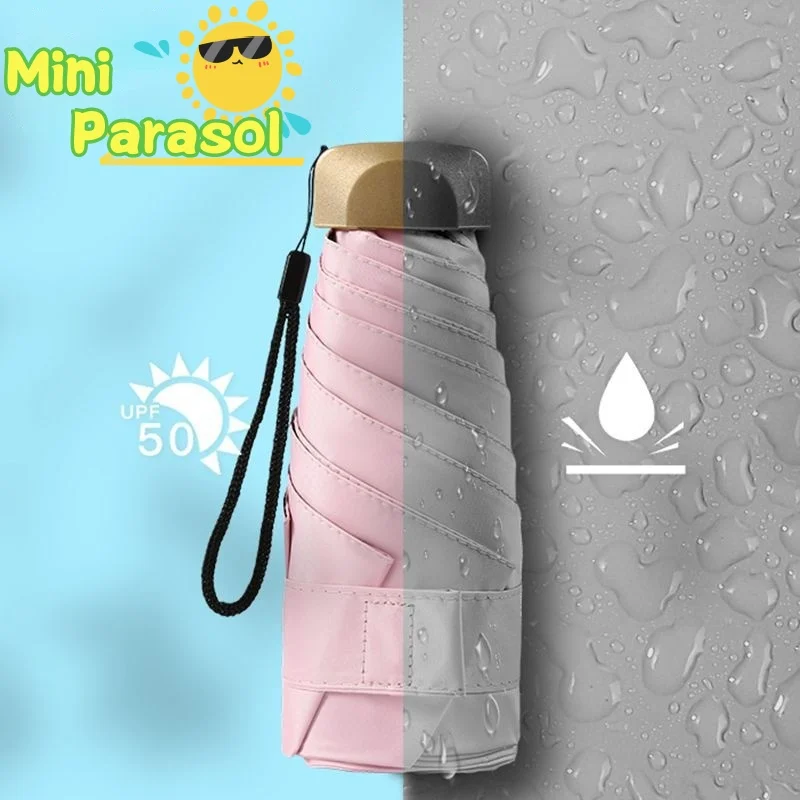 

Mini Umbrella Capsule Umbrella Sunny and Rainy Dualuse Rainproof Sun Protection Pocket Traveling Portable Parasol Umbrella