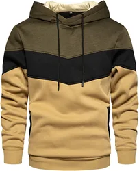 Gesean Men's Novelty Color Block Pullover Fleece Hoodie Long Sleeve Casual Sweatshirt with Pocket