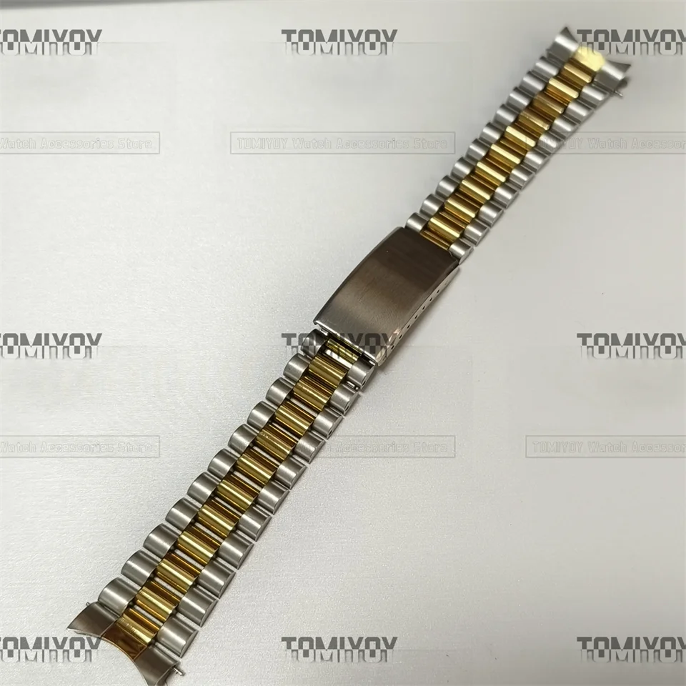 

18mm 20mm 21mm 22mm Curved End Steel Middle Polish Gold President Bracelet Fit For Rolex Seiko Omega Mechanical Wristwatch