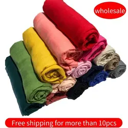 180x45cm cotone lino tinta unita scialli e impacchi viaggi vacanza signore elegante scialle lungo Hijab sciarpe testa sottile sciarpa donna