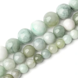 6/8/10mm High Quality Natural Stone Burmese Jade Beads Round Loose Spacer Beads for Jewelry Making DIY Charms Bracelets 7.5/15''