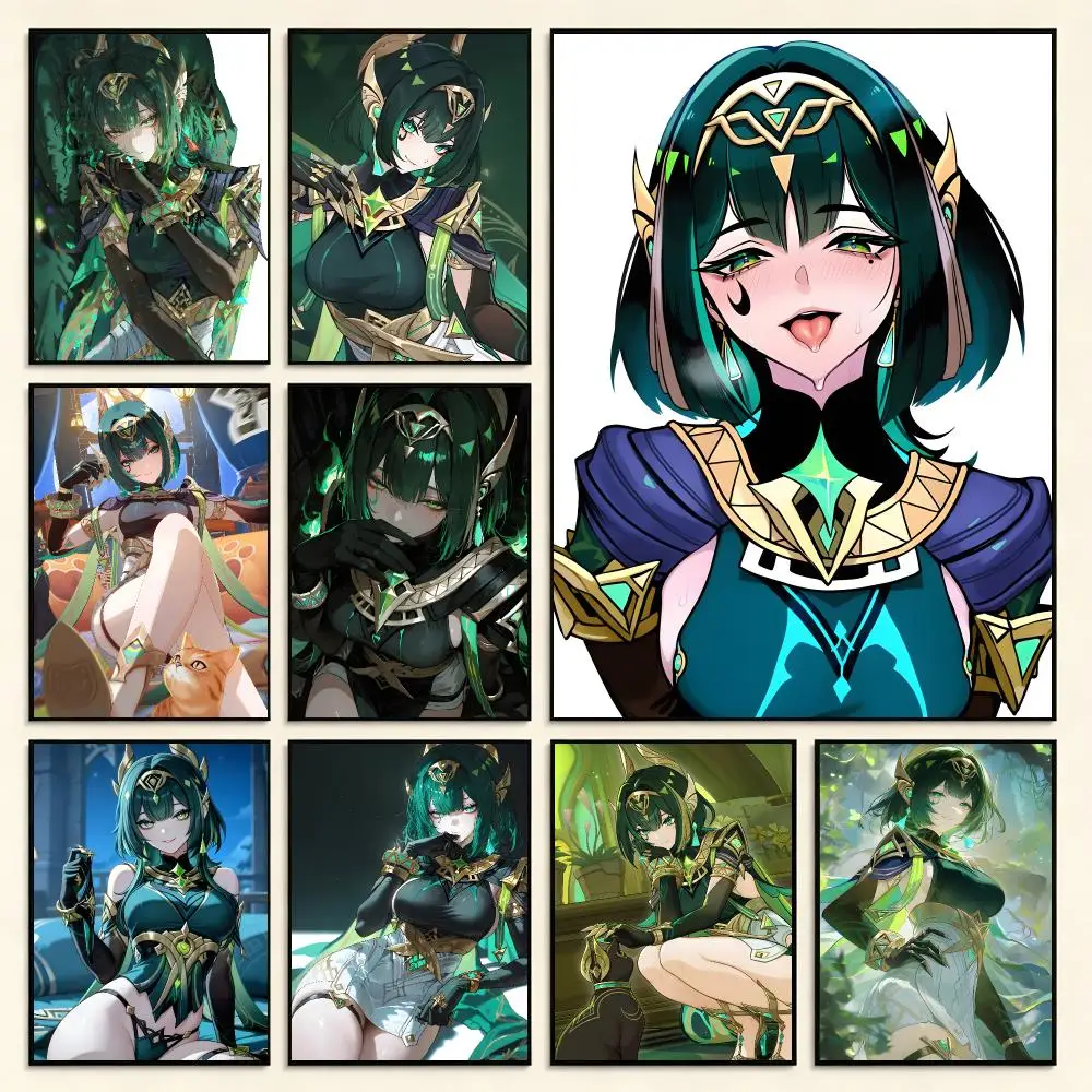 Game Character Genshin Impact Nefer Poster Digital Solvent Print Waterproof PP Fade-Resistant Wall Art Room Decor Gift