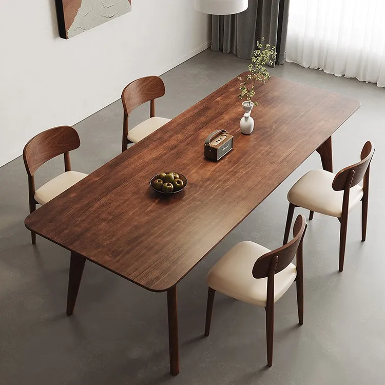 HYS all solid wood table walnut ash wood dining table household small apartment log table simple small tea