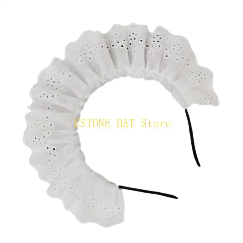 49mf Bandons en dentelle plissée délicate fille prenant une photo Hoop Maid Costume Tool