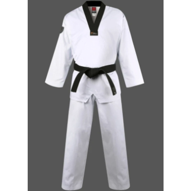 

Новое поступление, базовый костюм для тхэквондо, детский тренировочный костюм для мальчиков и девочек, для начинающих, дизайн черного воротника