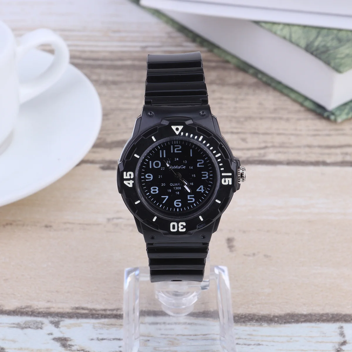 Black Children Quartz Watch Silicone Band Fashion Sports Watches Boys Girls Kids Quartz Watch Arabic Numerals Durable Material