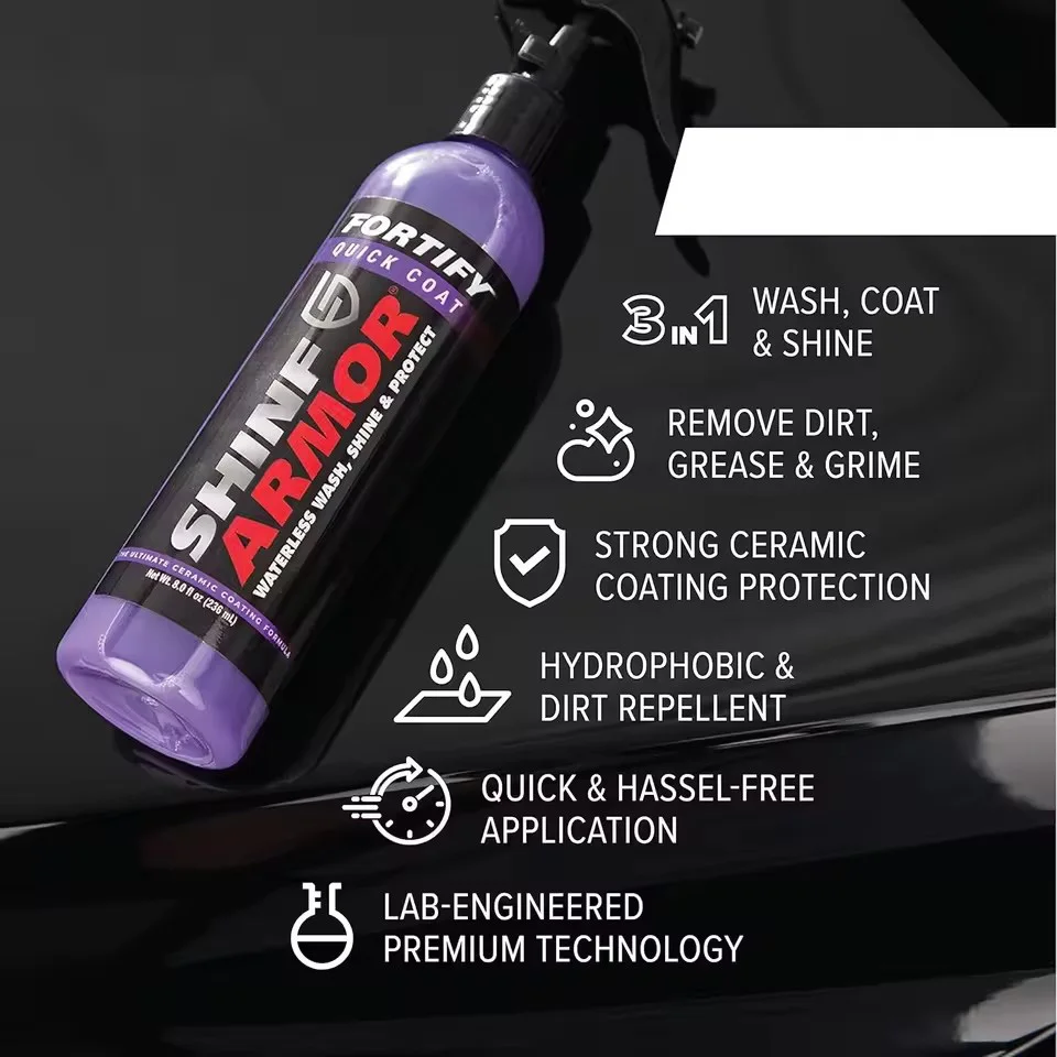 SHINE Ceramic Coating Fortify Quick Coat Car Wax Polish Spray Waterless Wash Wax Hydrophobic Top Coat Polish Polymer Paint