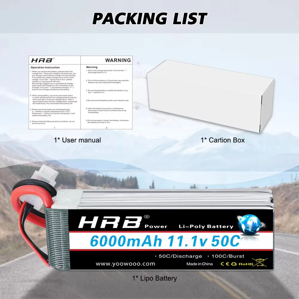 2 قطعة HRB 3S 4S 6S يبو بطارية 1300mah 1500mah 1800mah 2200mah 3000mah 4000mah 5000mah 6000mah RC بطارية 22.2v 14.8v 11.1v يبو