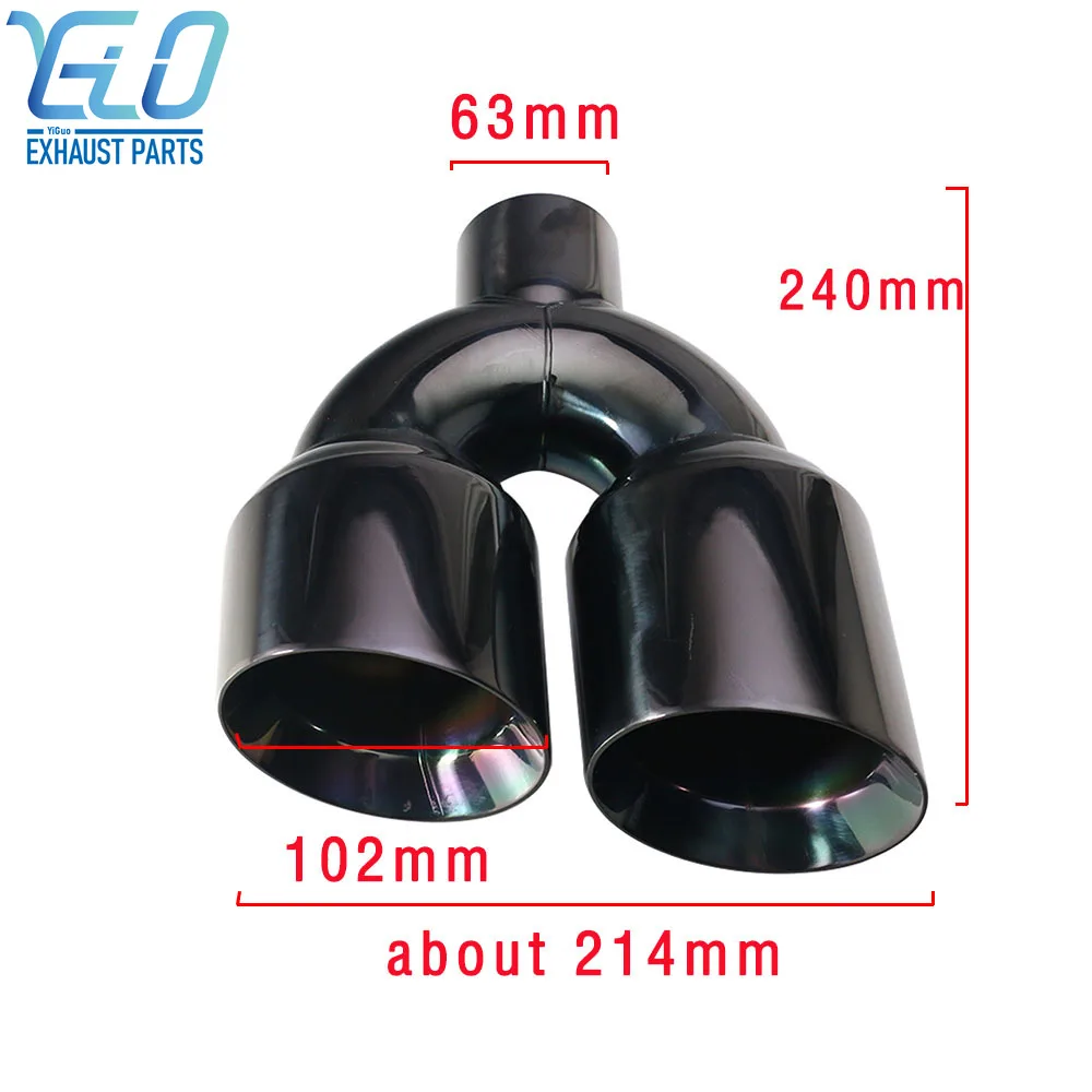 1PCS Stainless Steel double exhaust tip slant edge Car modify tail Pipes Muffler 63mm to 102mm