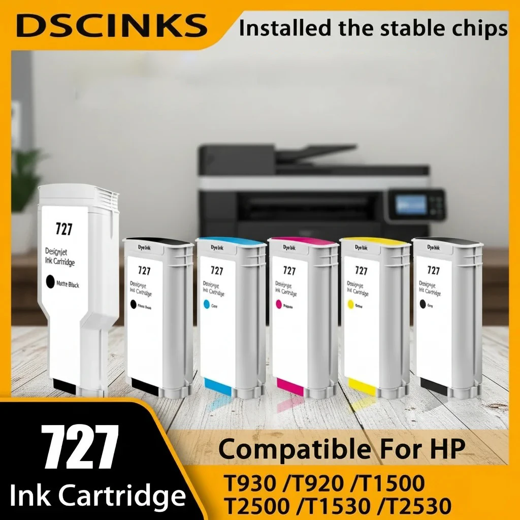 

For HP 727 130ml/300ml Ink Cartridge For HP DesignJet T920 T930 T1500 T1530 T2500 T2530 Printer 300ML/130ML With Full Ink Tank