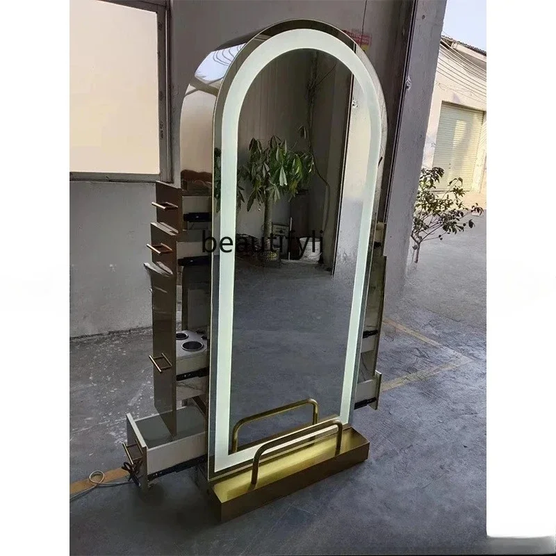 LXNewHair salon LED mirror with lamp beauty salon mirror table barber shop single-sided double-sidedSSS