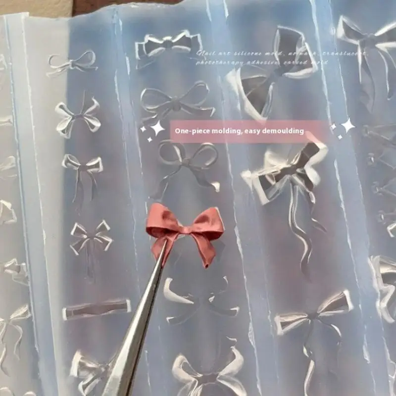 새로운 리본 실리콘 몰드 네일 아트 스탬프 DIY 수제 도구 입체 몰드 매니큐어 도구 네일 장식 액세서리