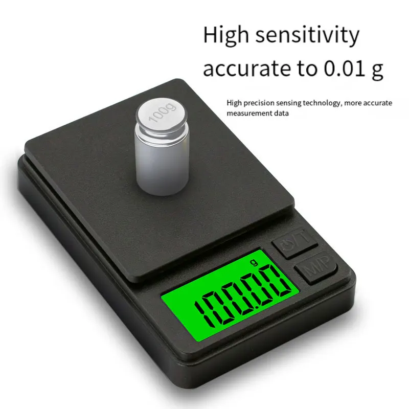 

Mini Digital Scale 100/200/500g 0.01g High Accuracy LCD Backlight Electric Pocket Scale for Jewelry Gram Weight for Kitchen