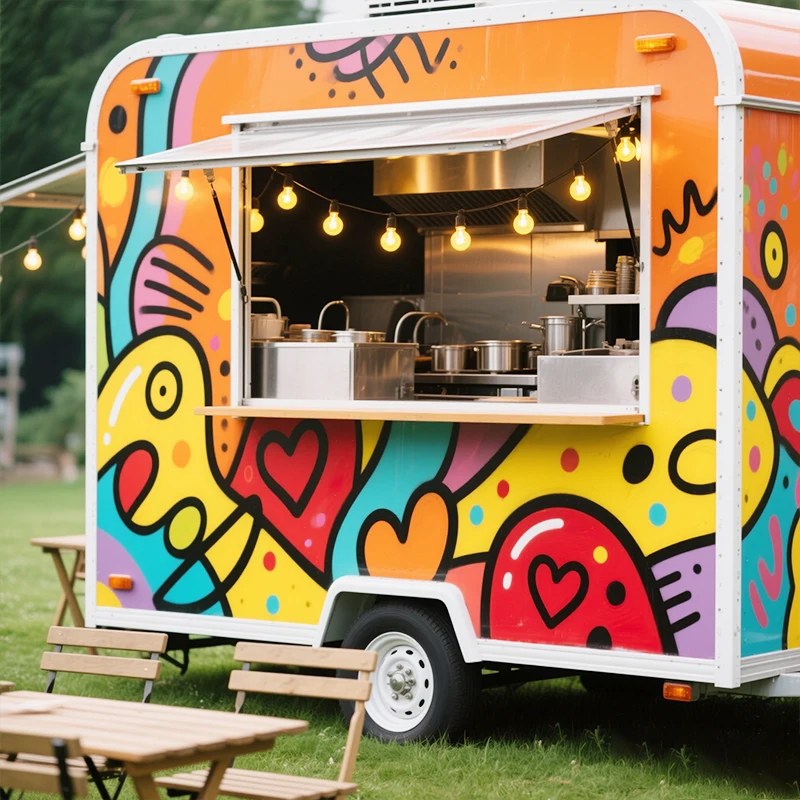 

Portable Food Trailer Mobile Food Truck Fully Equipped Perfect for Outdoor Catering and Food Festivals