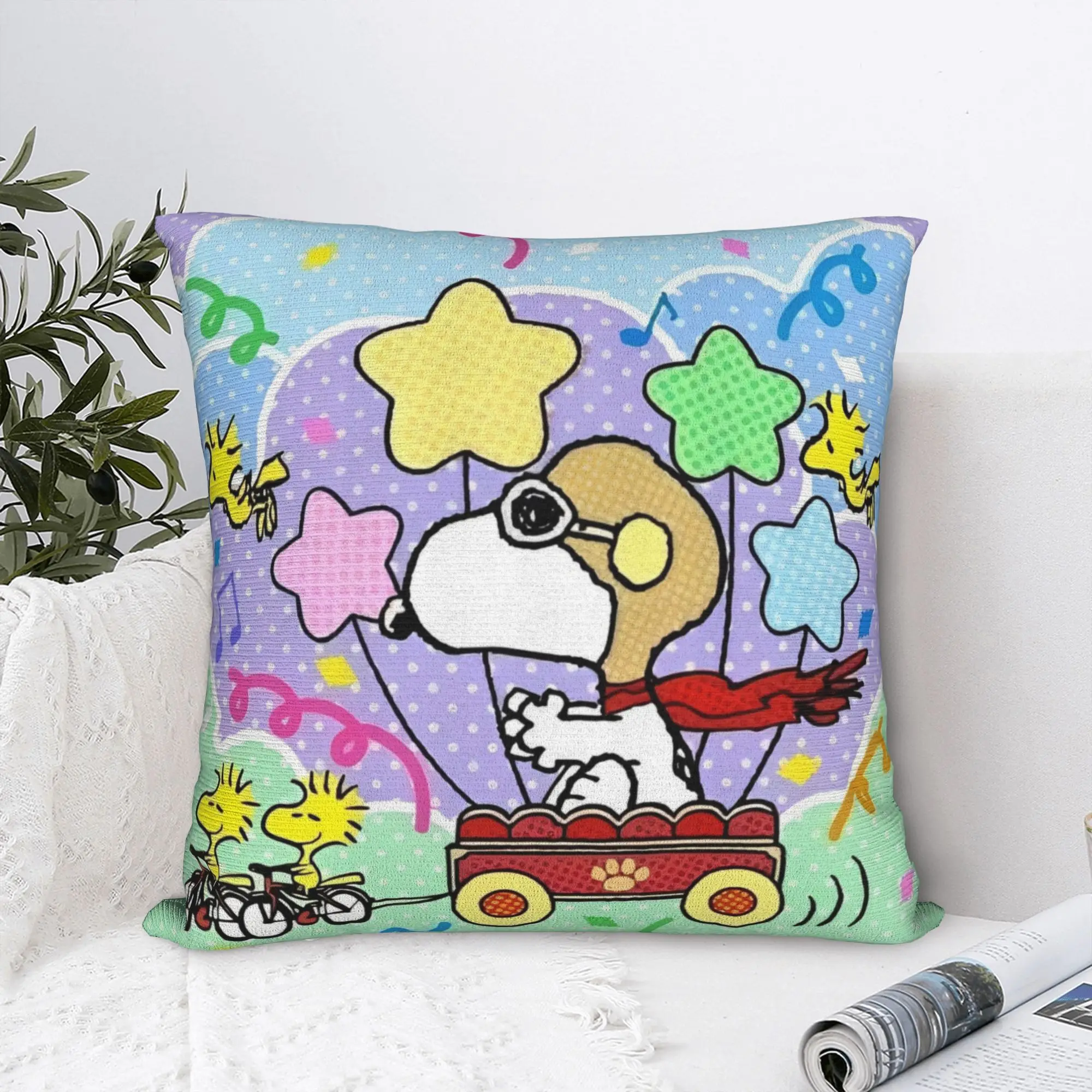 Happy Easter Eggs Snoopys Square Pillow Cases  Cushion Covers Customized Zippered Decorative Pillowcase for Car 40*40cm
