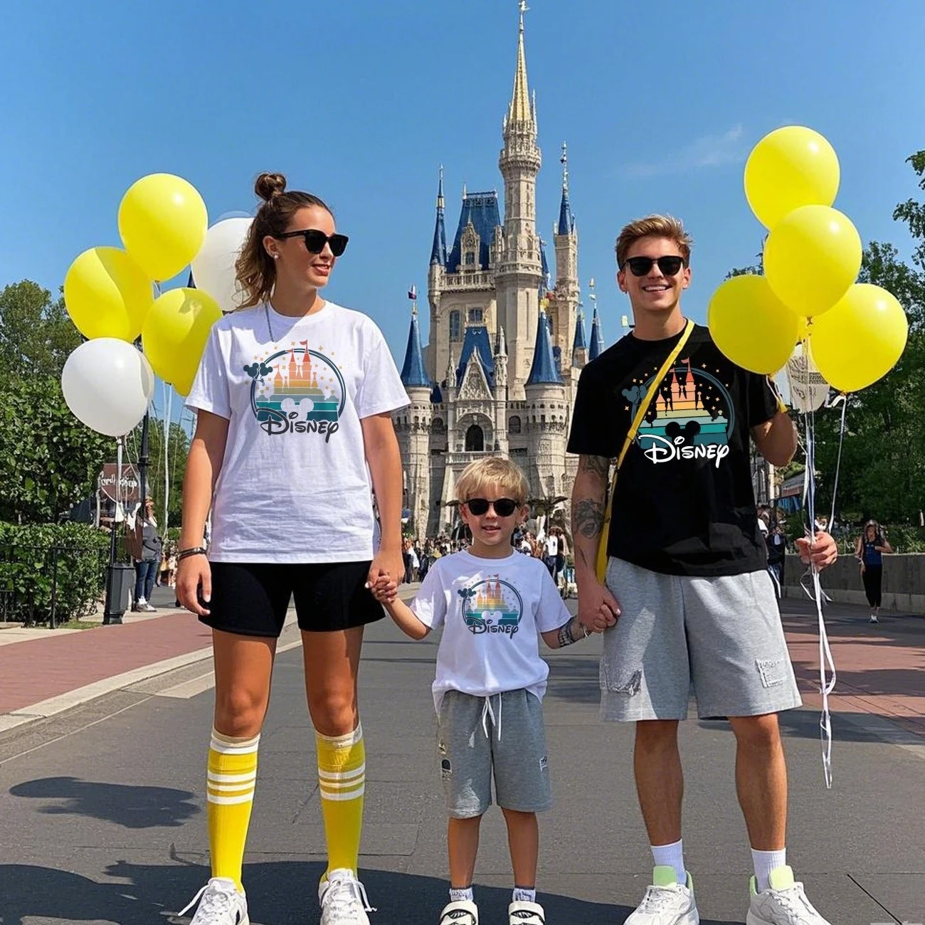 

Disney Boys and Girls Children's Clothing Family Parent-child Clothing Summer T-shirt Cartoon Print Casual Sports Short Sleeves