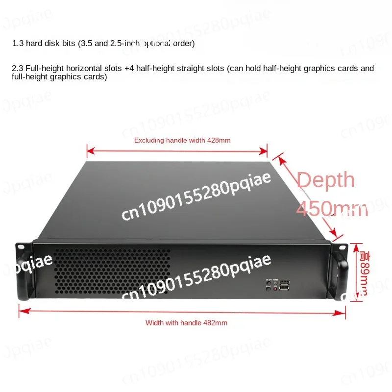 2U industrial control chassis 450 deep full height graphics card horizontally inserted to turn to ATX motherboard PC rack type