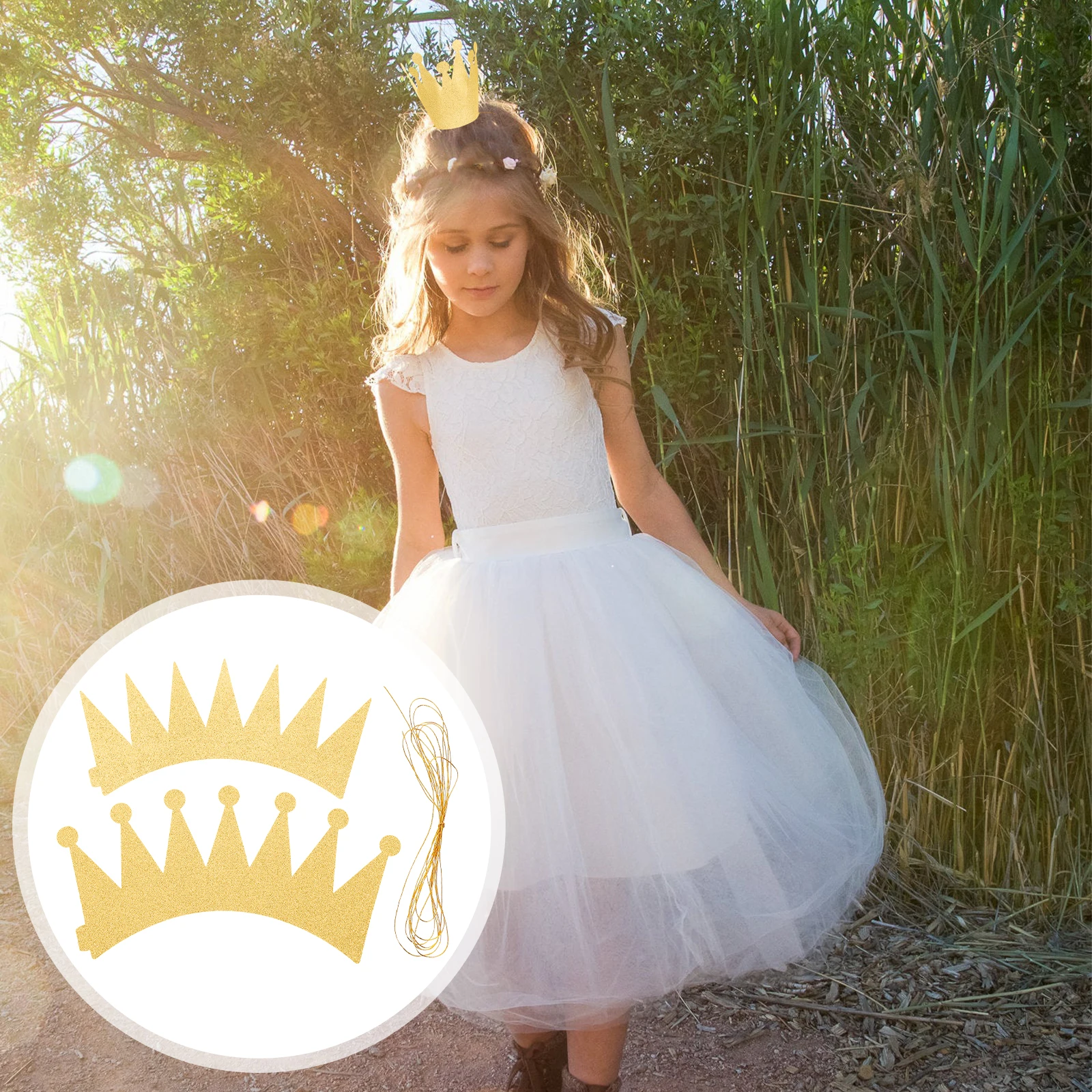 

6PCS Princess Birthday Hats Glitter Crown for Kids Toddler Baby Crowning Child Party Accessories Elegant