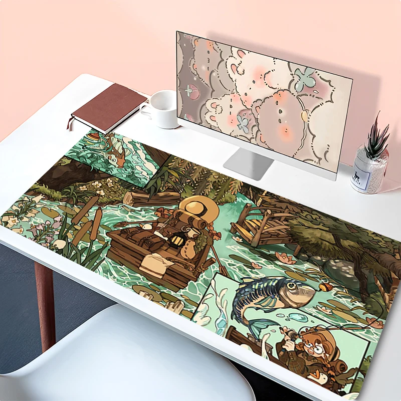 Muismat PC-accessoires Toetsenbord Pad Bureau Mat Muismat Natuurlijk rubber Antislip Gaming Retro Illustratie Uitgebreide pad