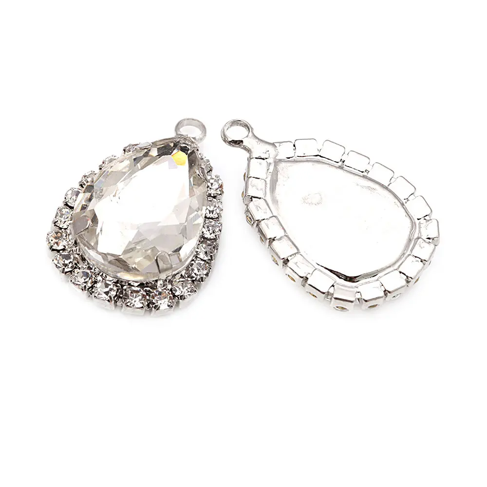 10PCS Silver Color Brass Zircon Glass Drop Charms Pendants Necklace Earrings Diy Jewelry Accessories Rosediy Official Website