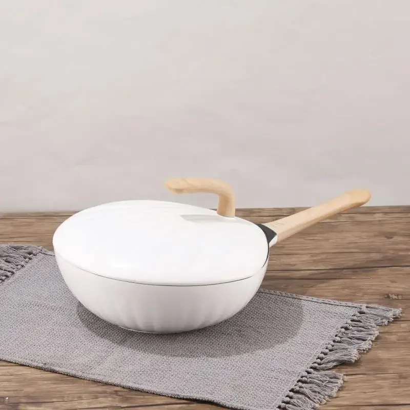 High-value shell pot ceramic maple leaf pot heat conducting plate non-stick pan household wok gas stove induction cooker