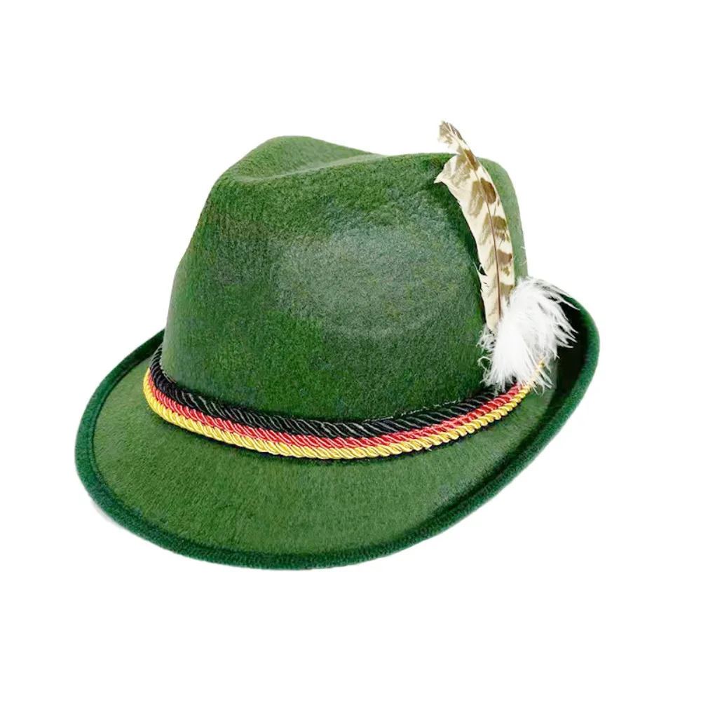 Outdoor Events Dress Up Oktoberfest Hat Bavarian Fedora Hat Feather Decors Hat Panama Jazz Costume Cosplay Cap Party Photo Props