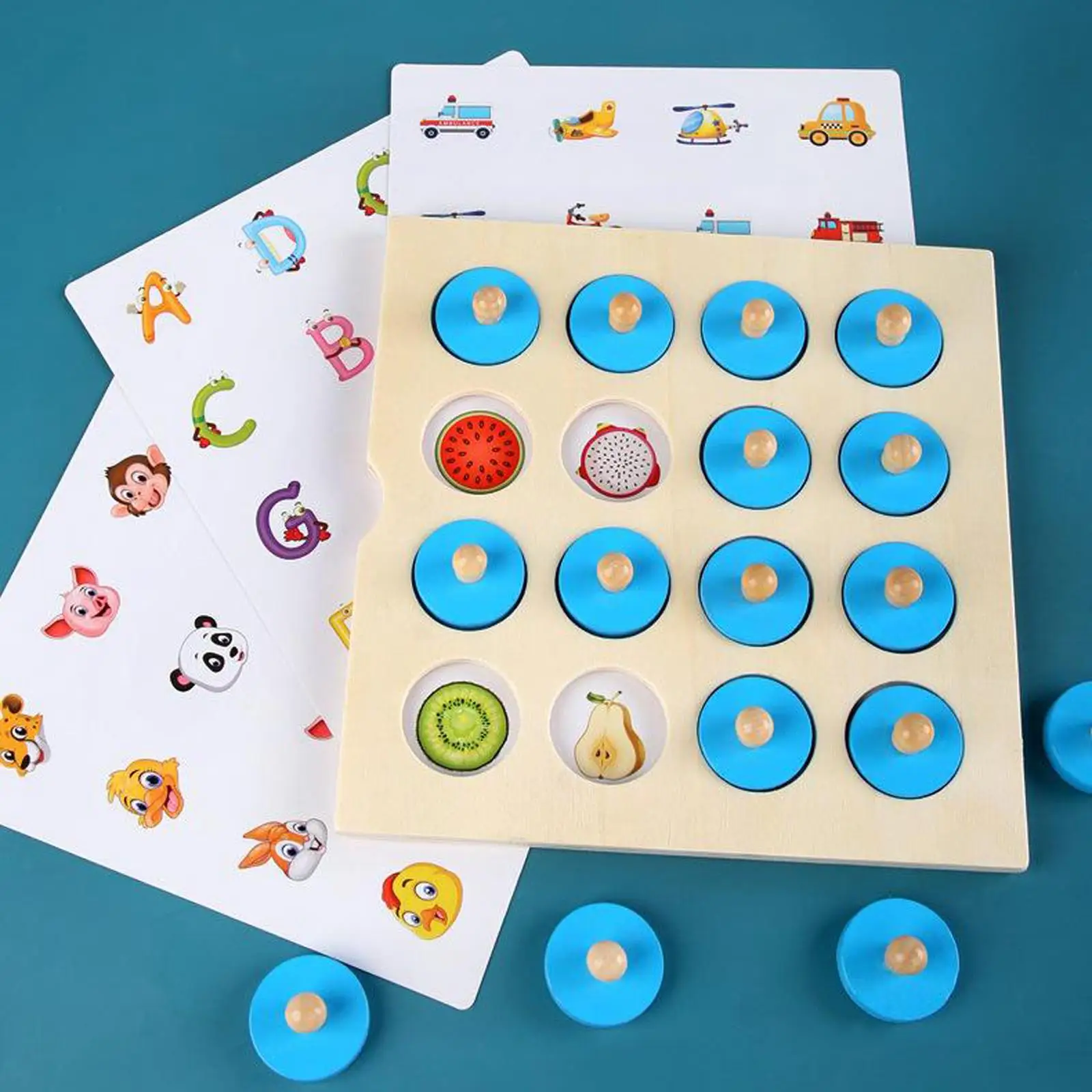 Montessori Memory Chess Game 3d Wooden Puzzle Early Educational Toys for Children Kids