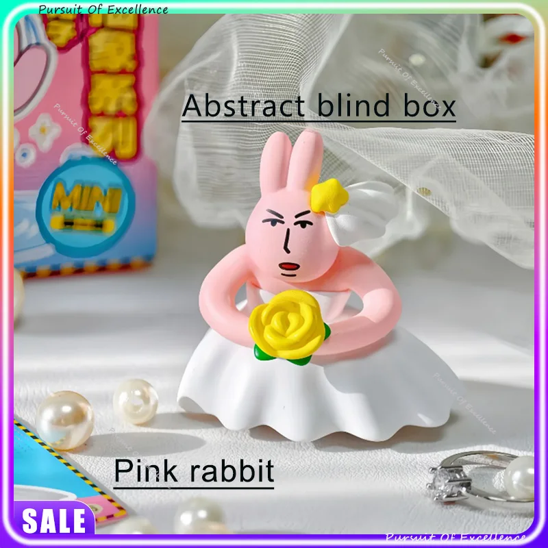 

Plzdot Pink Rabbit Abstract Series Second Edition Mini Blind Box Trendy Funny Dolls Desktop Ornamental Artifacts Holiday Gifts