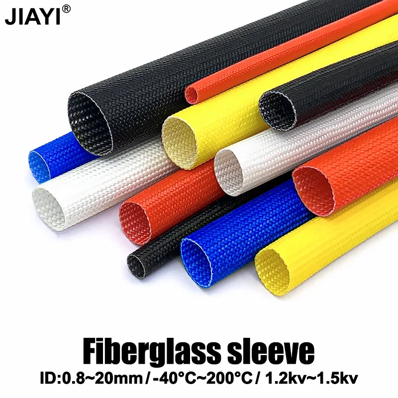 Flexible Silicone Resin Fiberglass Braided Sleeve 200℃ Heatproof Pipe 1-20mm ID Cover For Automobile Engine Wiring Harness