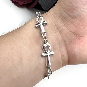 Gelang Vampir Ankh, Gothic, Gelang Silang, Vampir, Perhiasan Religius, Gelang Tautan Silang Victoria, Wicca, Perhiasan Pesona 8 pesona ankh penjualan terbaik - №