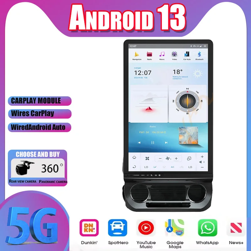 16.8 ” Android 13 For Ford F150 F250 2015-2021 Car CarPlay GPS Multimedia Navigation Player Radio Stereo Tape Headunit