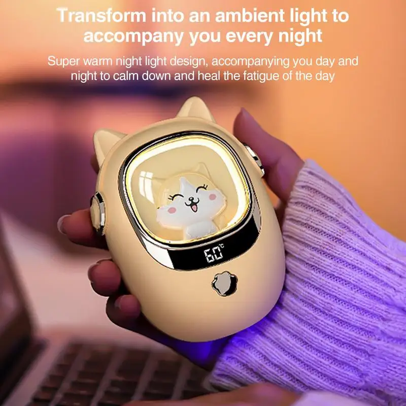 Cute Cat Mini Hand Warmer 3000mAh USB Rechargeable Portable Hand Heater Powerbank 2 In 1 Winter Pocket Electric Heater Xmas Gift