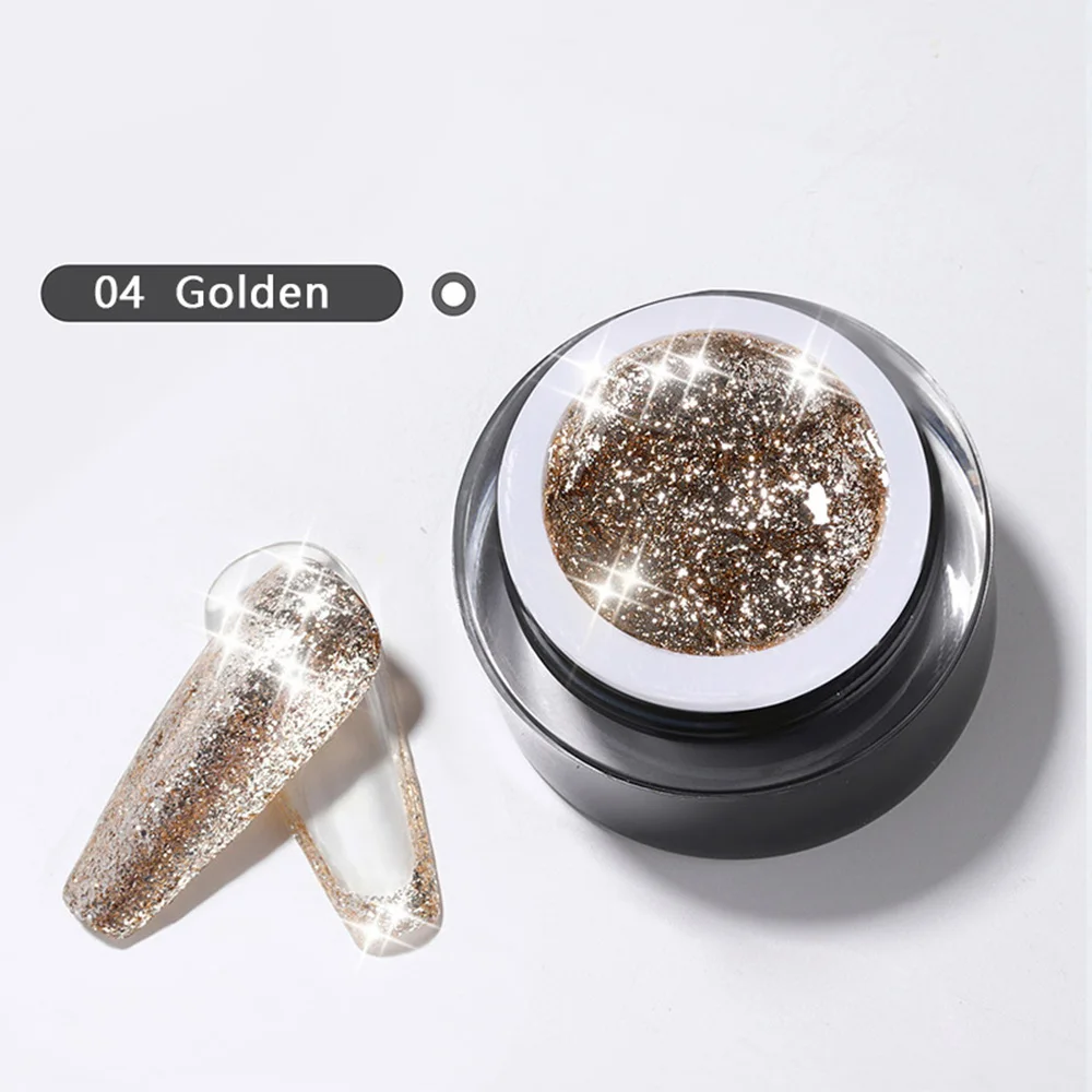 Vendeeni 4 Colors Sequins Platinum Painting Gel Nail Polish UV LED Soak Off Shiny Glitter Golden Rose Silver Metal Nail Varnish view 4