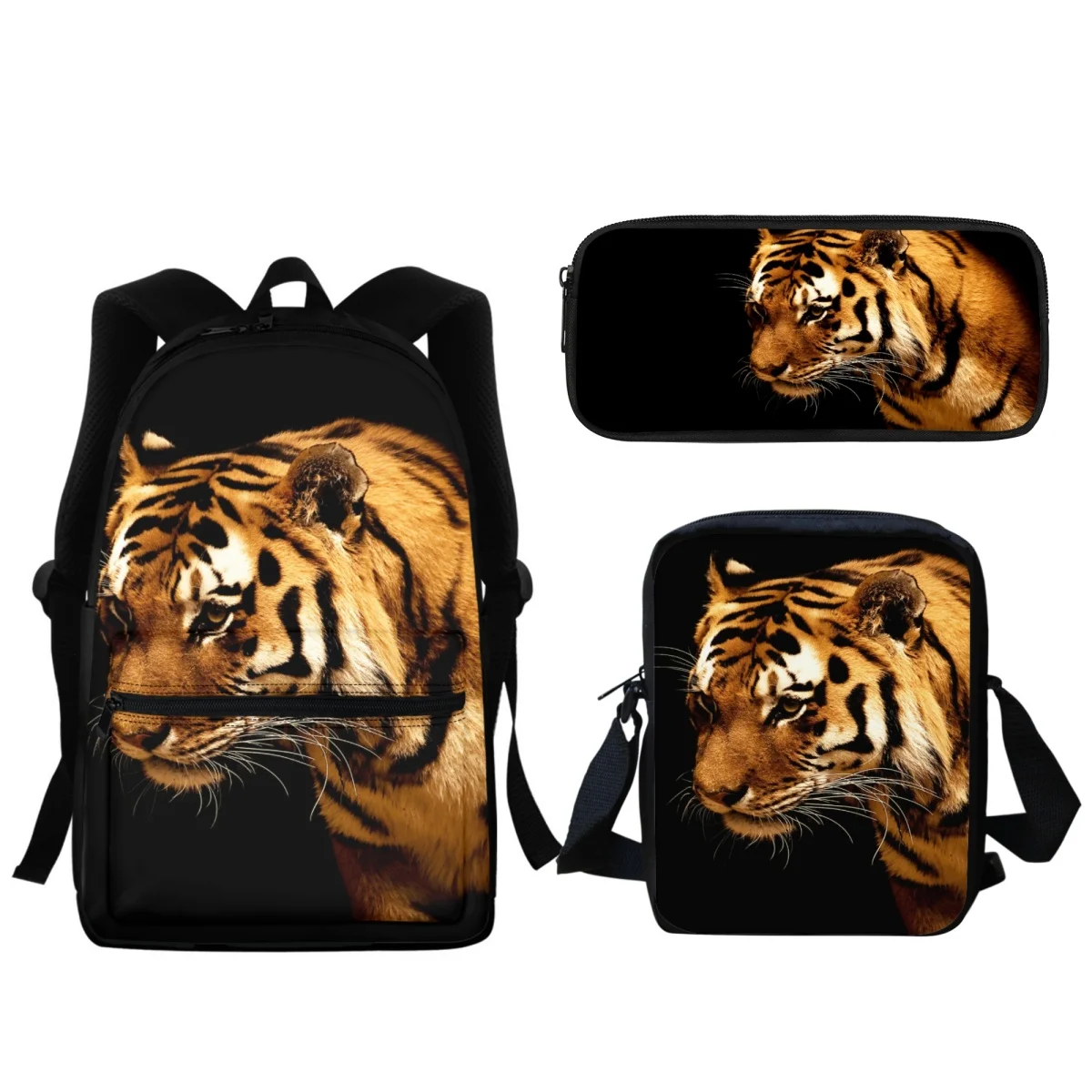 

3Pc School Bags Boys Children Backpack Cute Tiger Print Backpack Casual Lunch Bag Pencil Case Learning Tool New mochila infanti