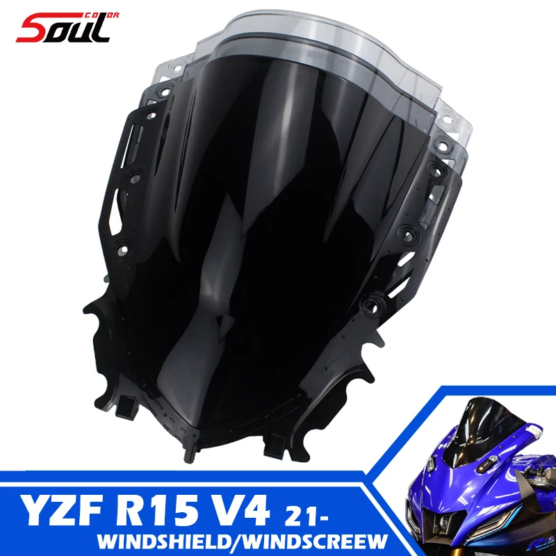 ヤマハyzfr15-v40-2021-2022-2023-2024-2025-r15m-21-22-23-24-25-yzfr15mに適したオートバイのフロントガラス黒いバイザー