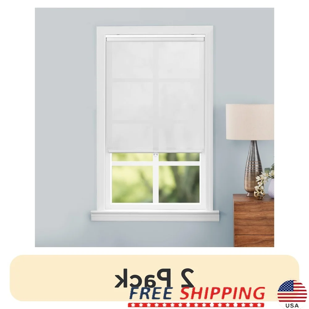 

Light Filtering Roller Shades 2 Pack Cordless Slow Release Privacy Window Covering Installation Hardware Included 36x72 Inches