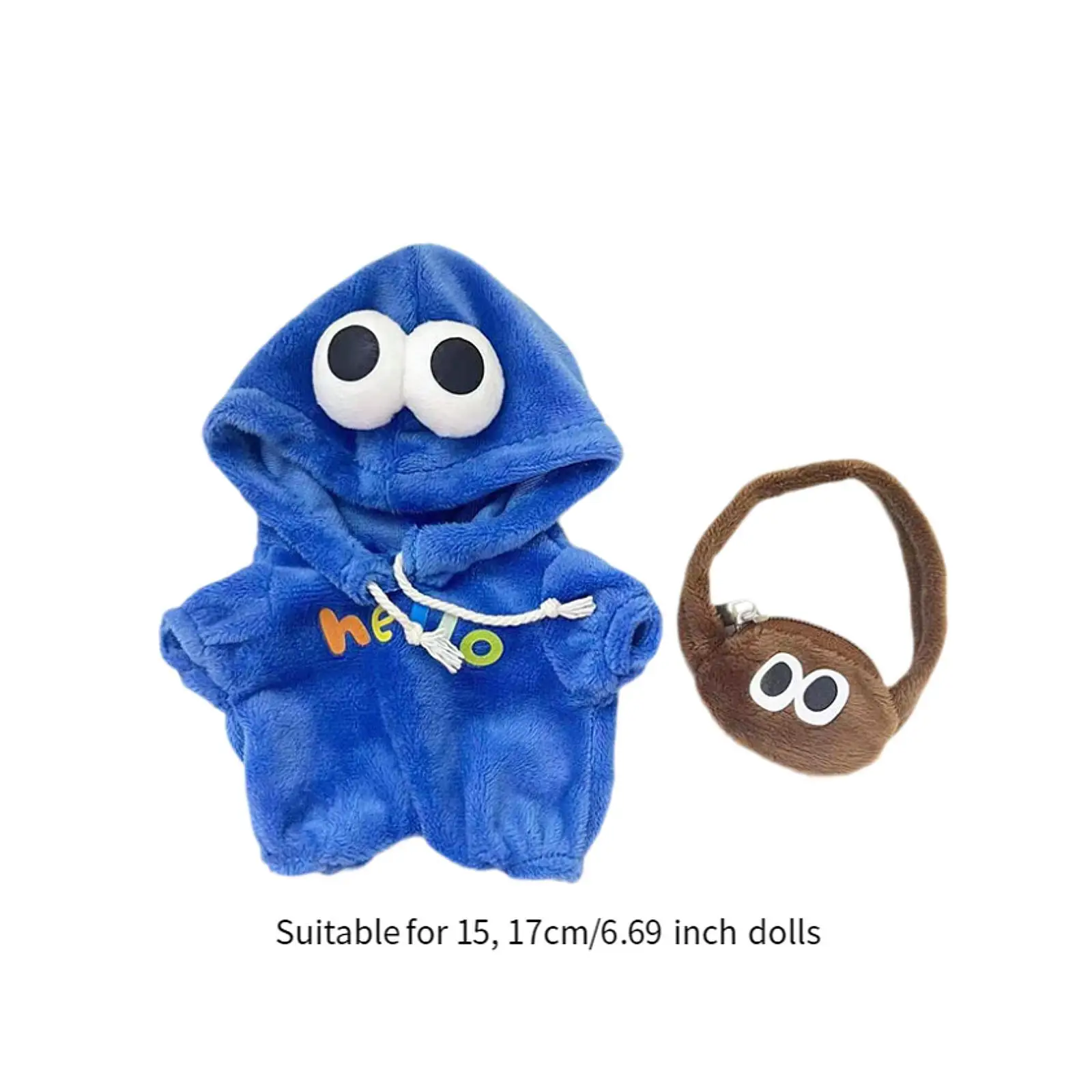 Puppenkleidungsset für 15 cm große 17 cm große Plüschpuppen, inklusive Overall und Tasche