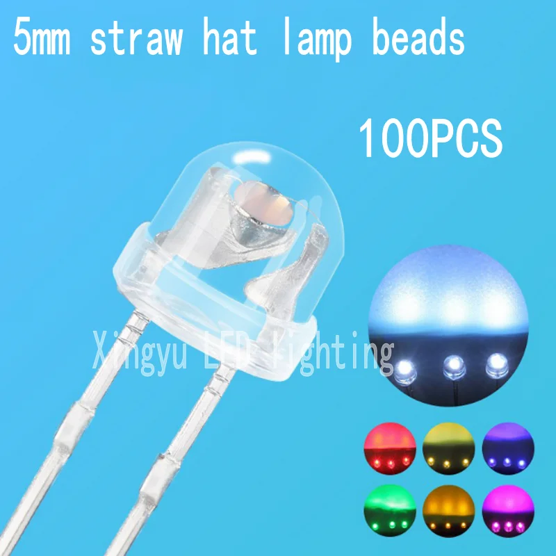 

LED bright 5mm straw hat lamp bead white blue lired green lyellow tpurple liemitting diod