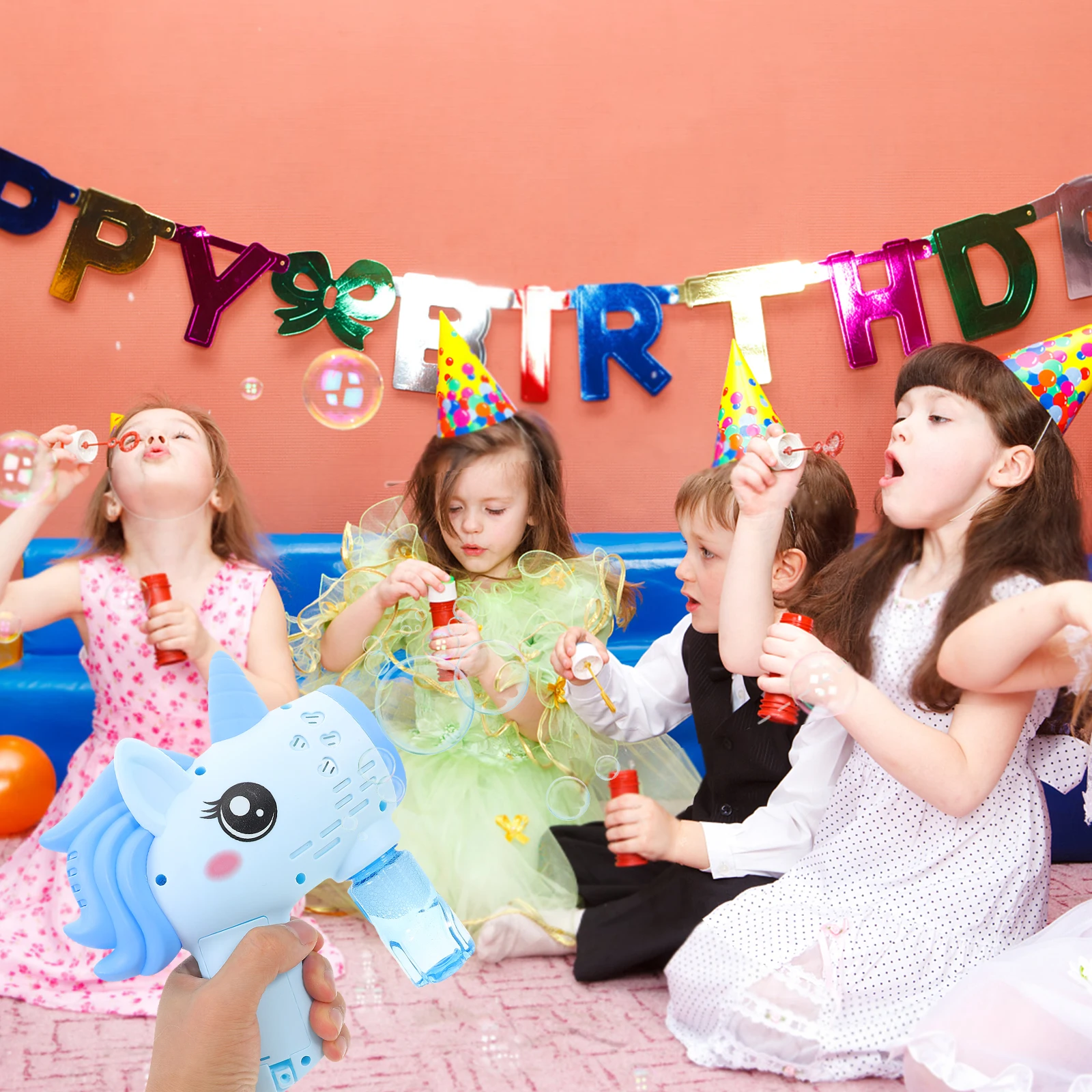 

Bubble Machine Handheld Automatic Bubbles Maker Outdoor Portable Blower Toy Kids Unicorn Windmill Birthday Gift