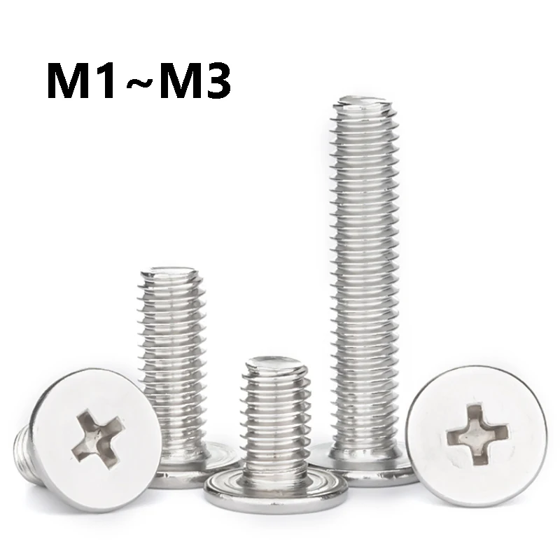 M1 M1.2 M1.4 M1.6 M2 M2.5 M3 Ultra Thin Flat Wafer Head Phillips Screw Bolts 304 Stainless Steel Mini Cross Bolts