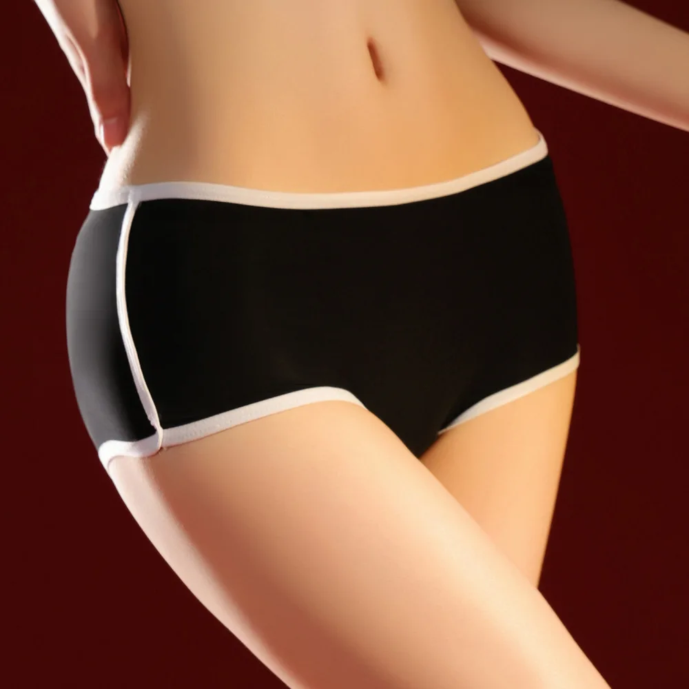 Solid Color Underwear With White Trim Soft High Waist Cotton Panties For Women Casual Transparent Style For Woman Daily K3S2
