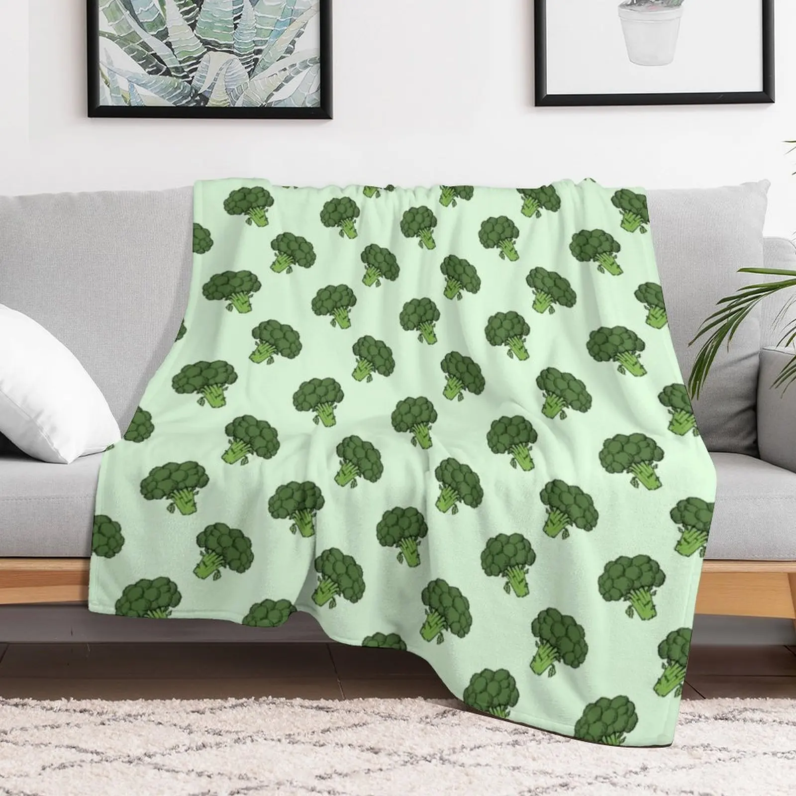 Broccoli Bunch Head Pattern Throw Blanket Thermal Travel Moving Bed linens Blankets