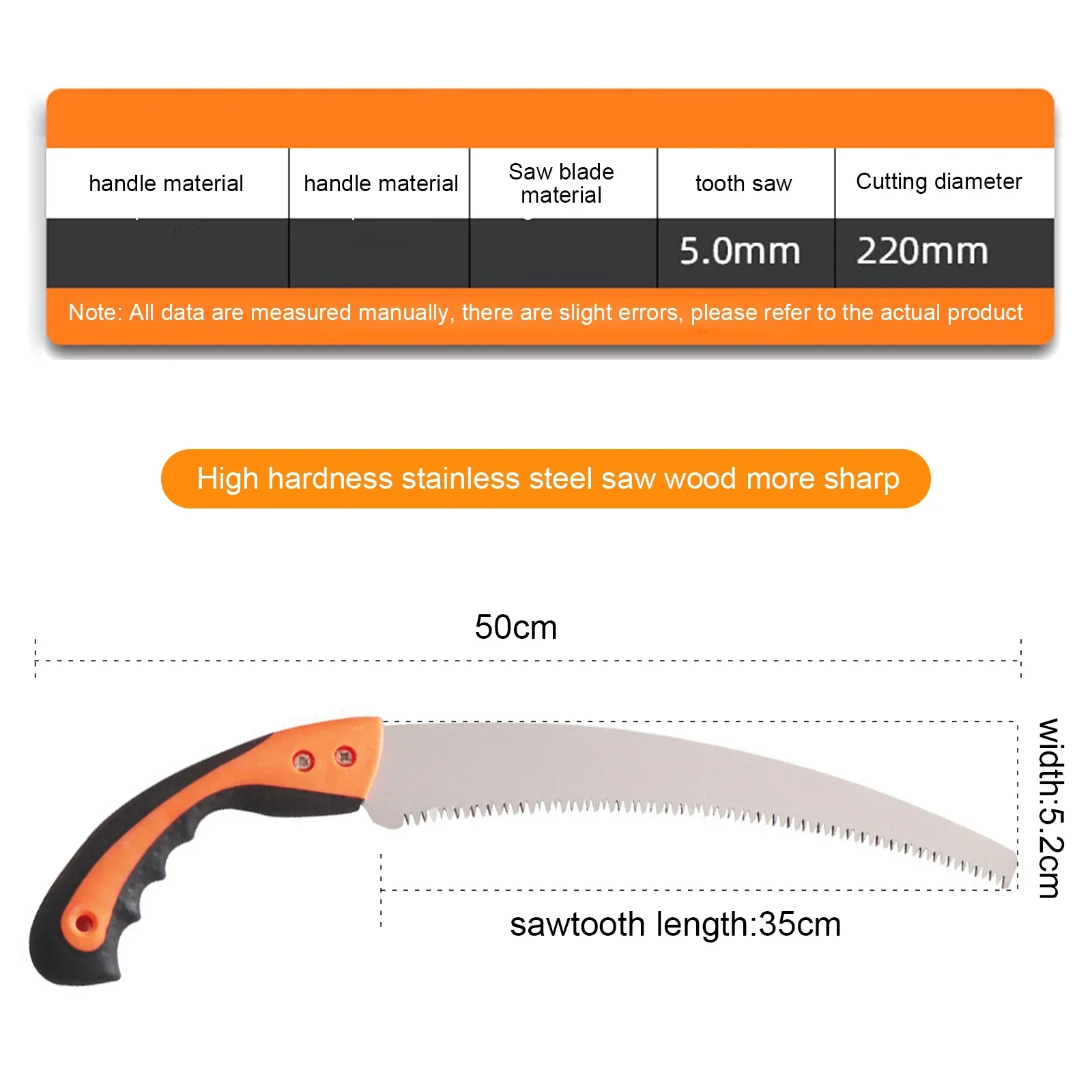 Wood Pruning Saw SK5 Manganese Steel Blade With Anti-slip Grip Hand Saw Wood Cutting Woodworking Gardening Tools Equipment