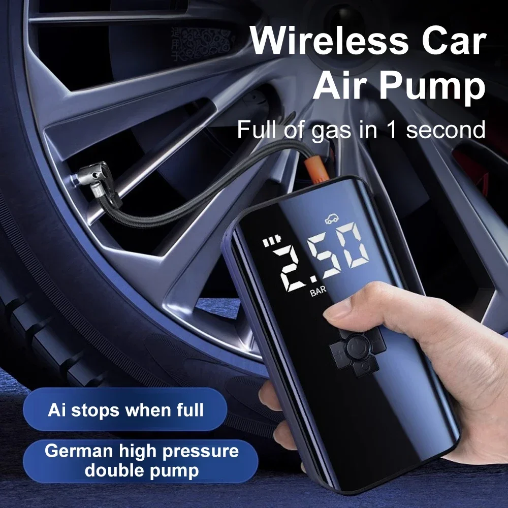 Wireless Car Air Pump 150PSI Electric Tire Inflator Portable Air Compressor for Motorcycle Bike Car Tires And Balls