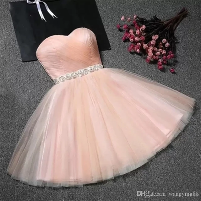 ANGELSBRIDEP Pink Sweetheart Crytal Belt Homecoming Dresses Short Corset Party Gowns Vestidos De Festa Fashion Junior Graduation