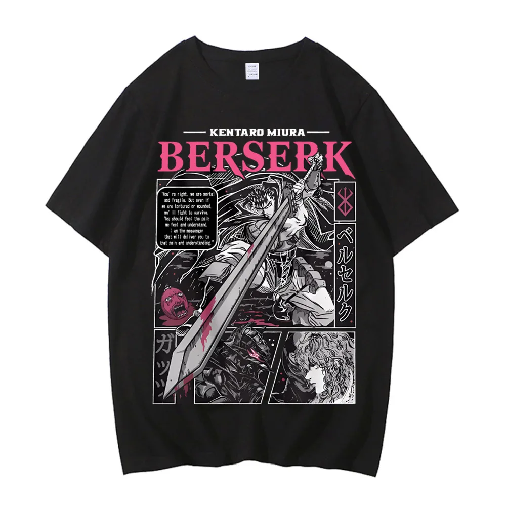 Camiseta de Anime Berserk, camiseta de manga corta de algodón de alta calidad para hombres y mujeres, camisetas estampadas, camisetas 2024, ropa para seguidores de tendencia