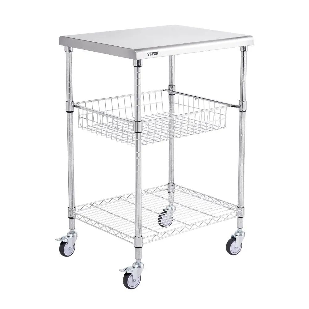 

3 Tier Utility Cart on Wheels 24x20x36.6 470 LBS 6 Hooks